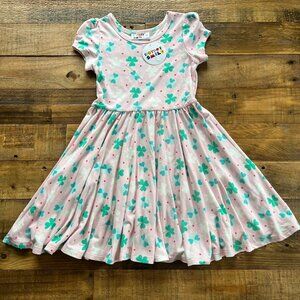 NWT Dot Dot Smile Classic Cap Sleeve Dress Lucky Green White Shamrocks 3/4